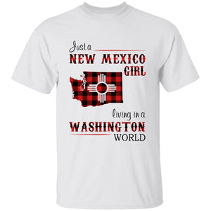 Just A New Mexico Girl Living In A Washington World T-shirt - T-shirt Born Live Plaid Red Teezalo