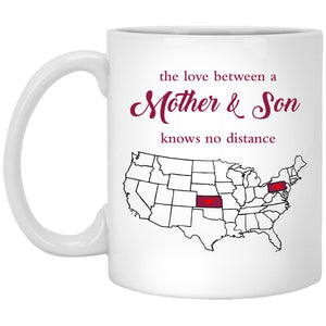 Kansas Pennsylvania The Love Between Mother And Son Mug - Mug Teezalo