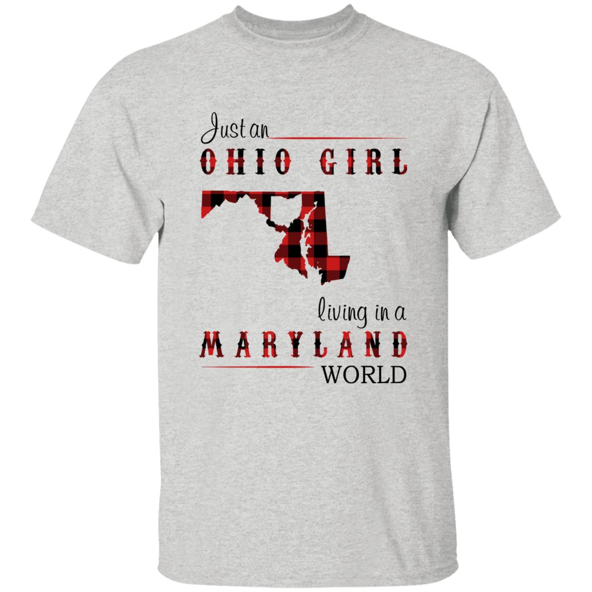 Just An Ohio Girl Living In A Maryland World T-shirt - T-shirt Born Live Plaid Red Teezalo
