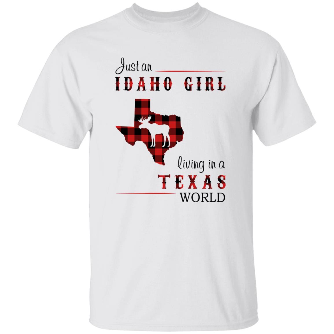 Just An Idaho Girl Living In A Texas World T-shirt - T-shirt Born Live Plaid Red Teezalo