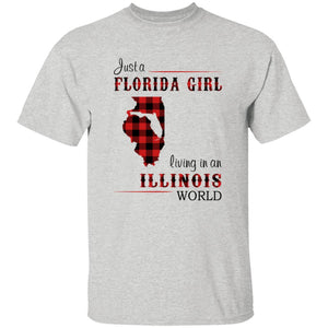 Just Florida Girl Living In An Illinois World T-shirt - T-shirt Born Live Plaid Red Teezalo