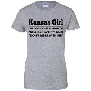 Kansas Girl Of Really Sweet And Don't Mess With Me T-Shirt - T-shirt Teezalo