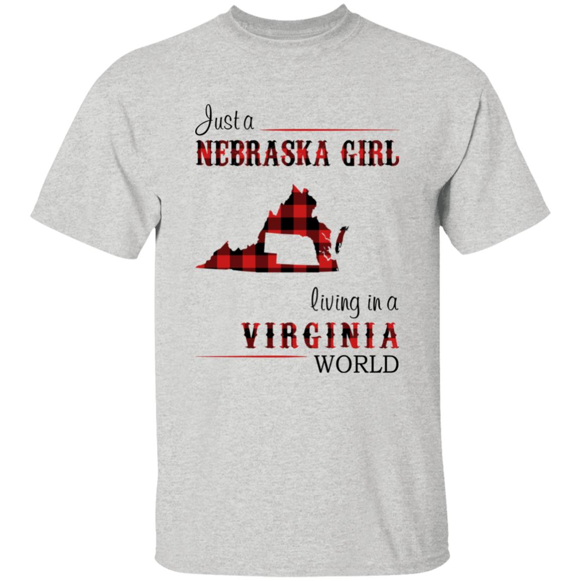 Just A Nebraska Girl Living In A Virginia World T-shirt - T-shirt Born Live Plaid Red Teezalo
