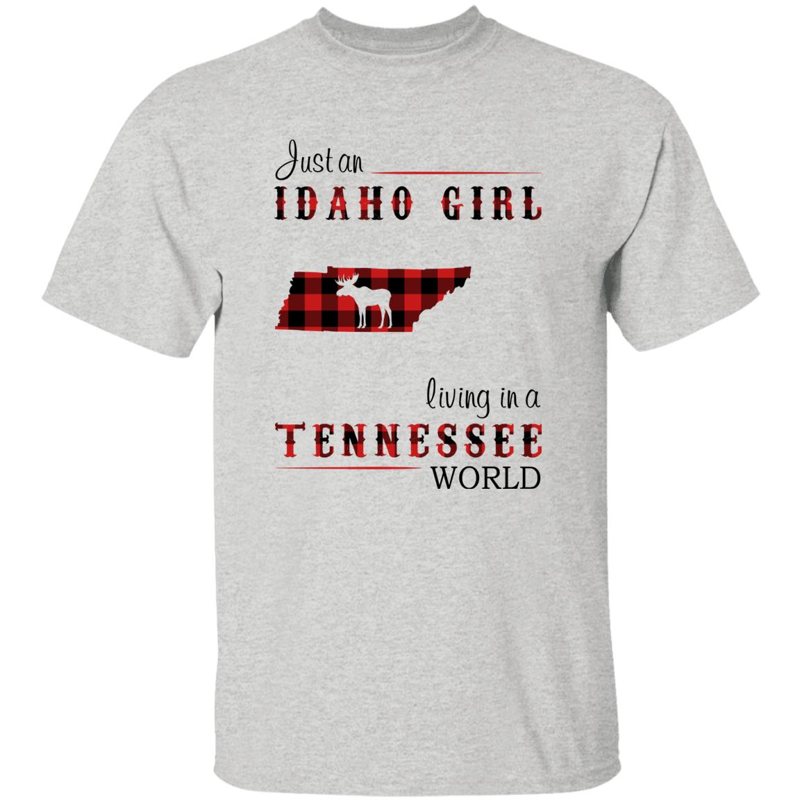 Just An Idaho Girl Living In A Tennessee World T-shirt - T-shirt Born Live Plaid Red Teezalo