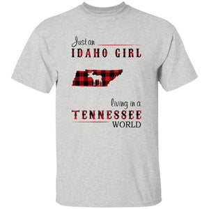 Just An Idaho Girl Living In A Tennessee World T-shirt - T-shirt Born Live Plaid Red Teezalo
