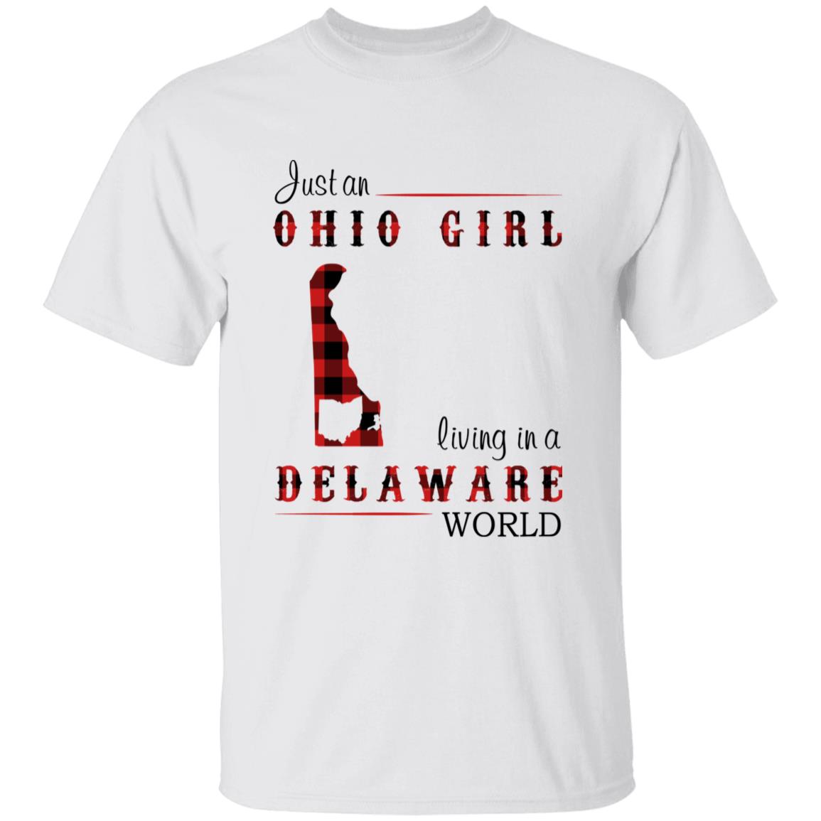 Just An Ohio Girl Living In A Delaware World T-shirt - T-shirt Born Live Plaid Red Teezalo