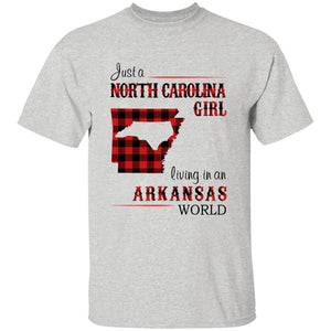 Just A North Carolina Girl Living In An Arkansas World T-shirt - T-shirt Born Live Plaid Red Teezalo