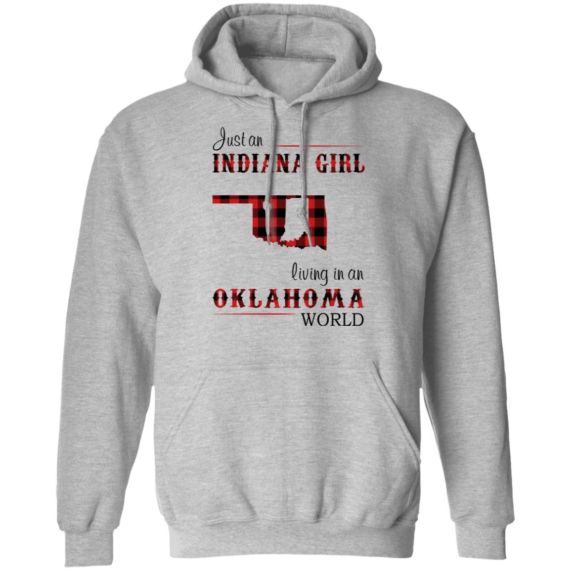 Just An Indiana Girl Living In An Oklahoma World T-Shirt - T-shirt Born Live Plaid Red Teezalo