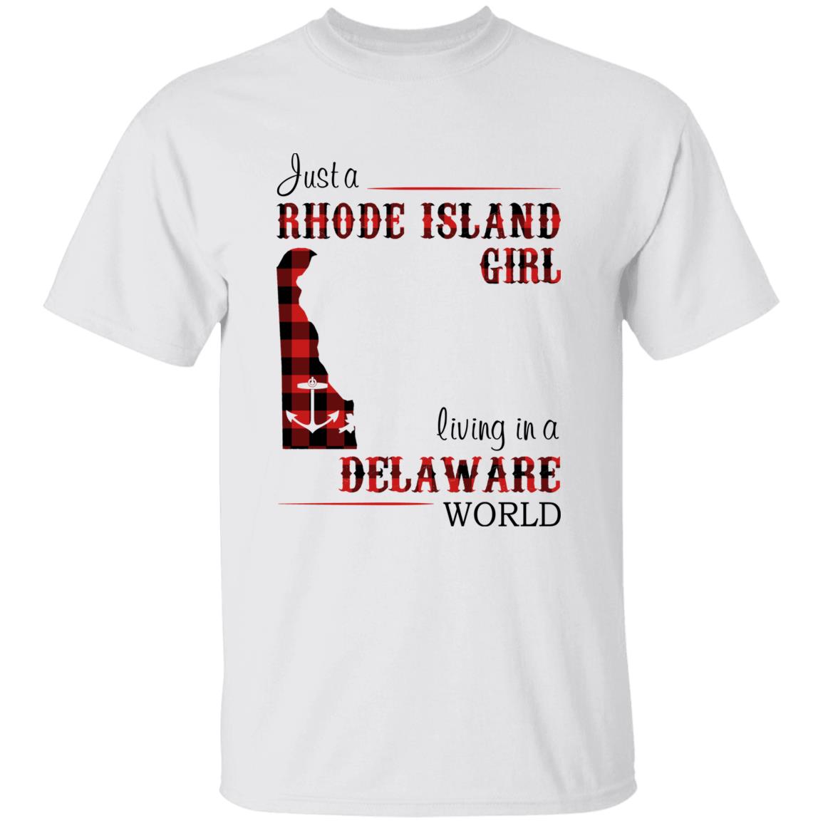 Just A Rhode Island Girl Living In A Delaware World T-shirt - T-shirt Born Live Plaid Red Teezalo