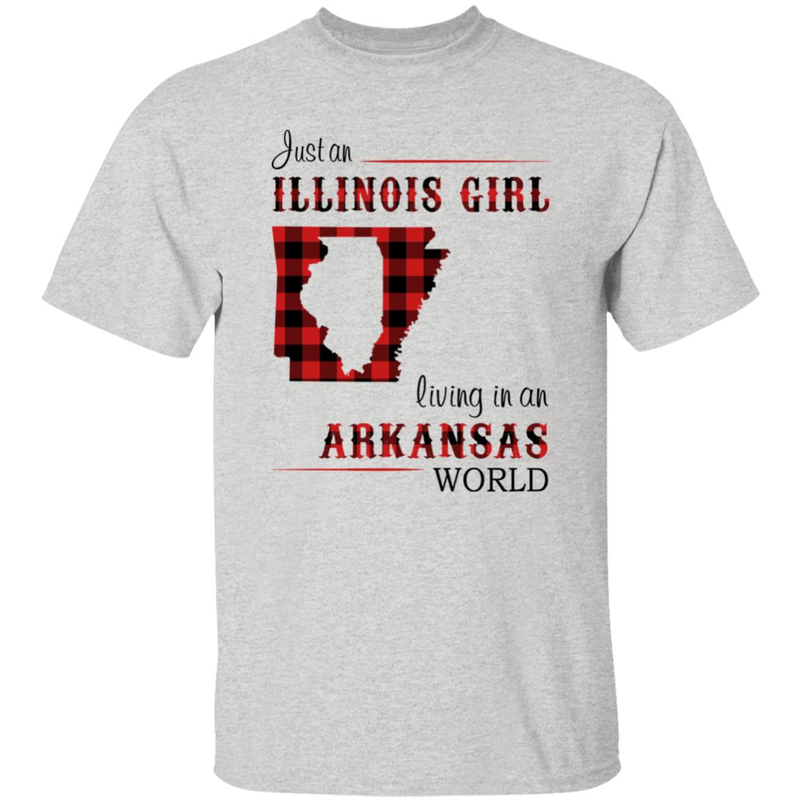 Just An Illinois Girl Living In An Arkansas World T-shirt - T-shirt Born Live Plaid Red Teezalo