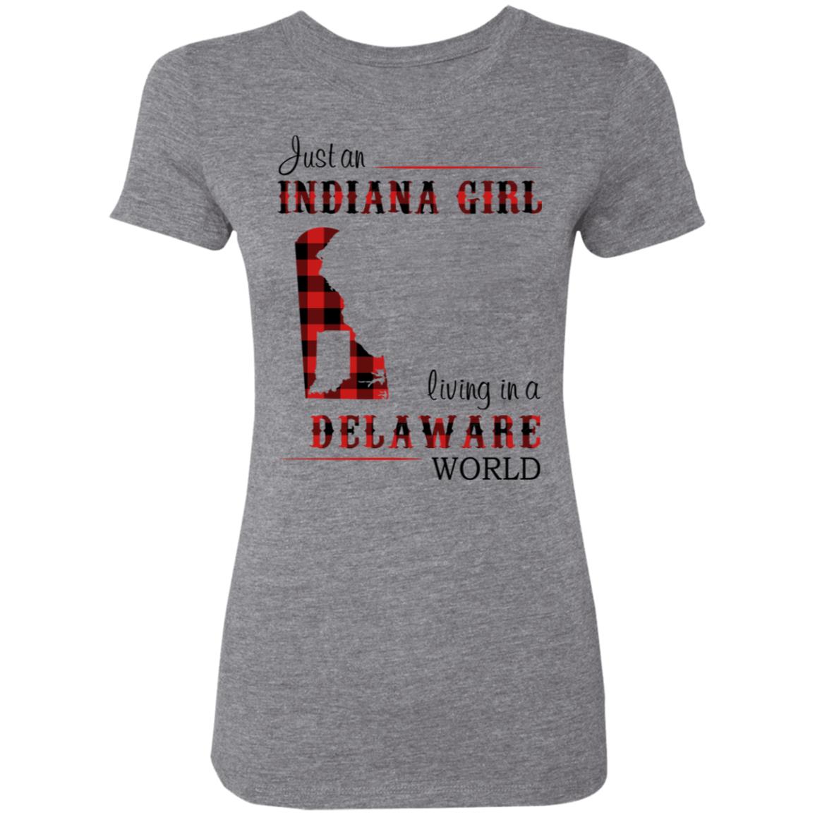 Just An Indiana Girl Living In A Delaware World T-Shirt - T-shirt Born Live Plaid Red Teezalo