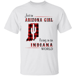 Just An Arizona Girl Living In An Indiana World T-shirt - T-shirt Born Live Plaid Red Teezalo