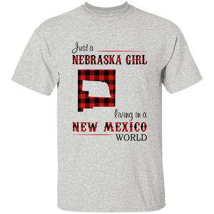 Just A Nebraska Girl Living In A New Mexico World T-shirt - T-shirt Born Live Plaid Red Teezalo