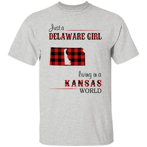 Just A Delaware Girl Living In A Kansas Girl T-shirt - T-shirt Born Live Plaid Red Teezalo