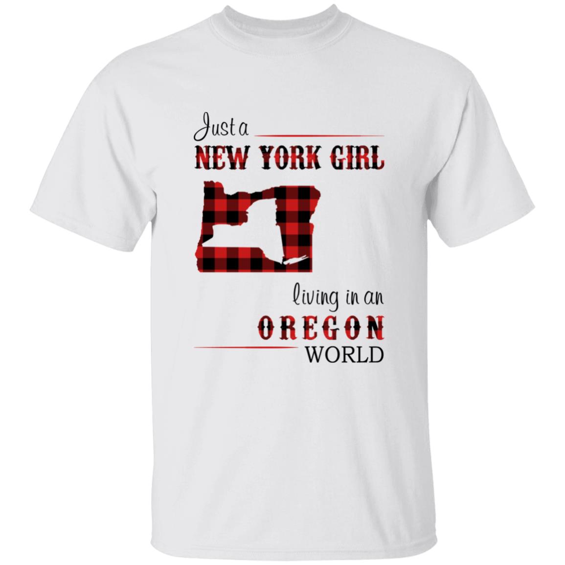 Just A New York Girl Living In An Oregon World T-shirt - T-shirt Born Live Plaid Red Teezalo