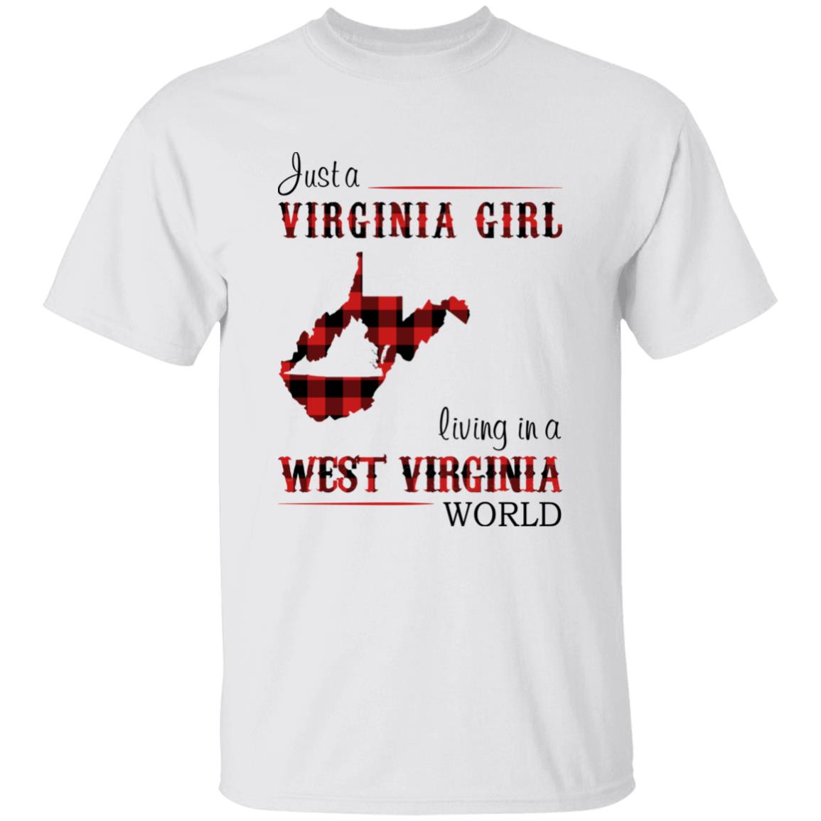 Just A Virginia Girl Living In A West Virginia Girl T-shirt - T-shirt Born Live Plaid Red Teezalo