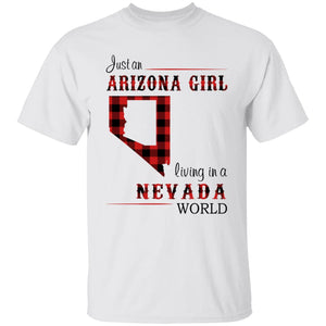 Just An Arizona Girl Living In A Nevada World T-shirt - T-shirt Born Live Plaid Red Teezalo