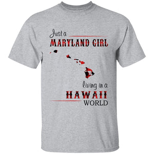Just A Maryland Girl Living In A Hawaii World T-shirt - T-shirt Born Live Plaid Red Teezalo