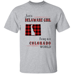 Just A Delaware Girl Living In A Colorado World T-Shirt - T-shirt Born Live Plaid Red Teezalo