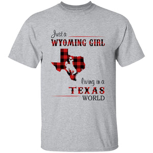 Just A Wyoming Girl Living In A Texas World T-shirt - T-shirt Born Live Plaid Red Teezalo