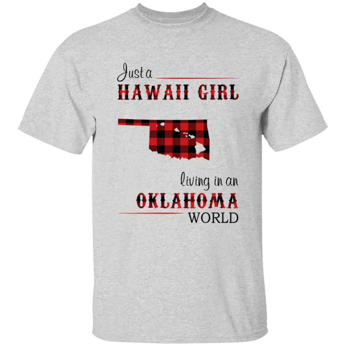 Just A Hawaii Girl Living In An Oklahoma World T-shirt - T-shirt Born Live Plaid Red Teezalo