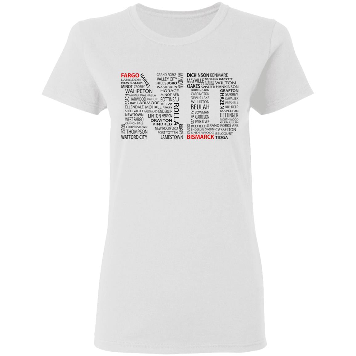 North Dakota Cities T Shirt - T-shirt Teezalo