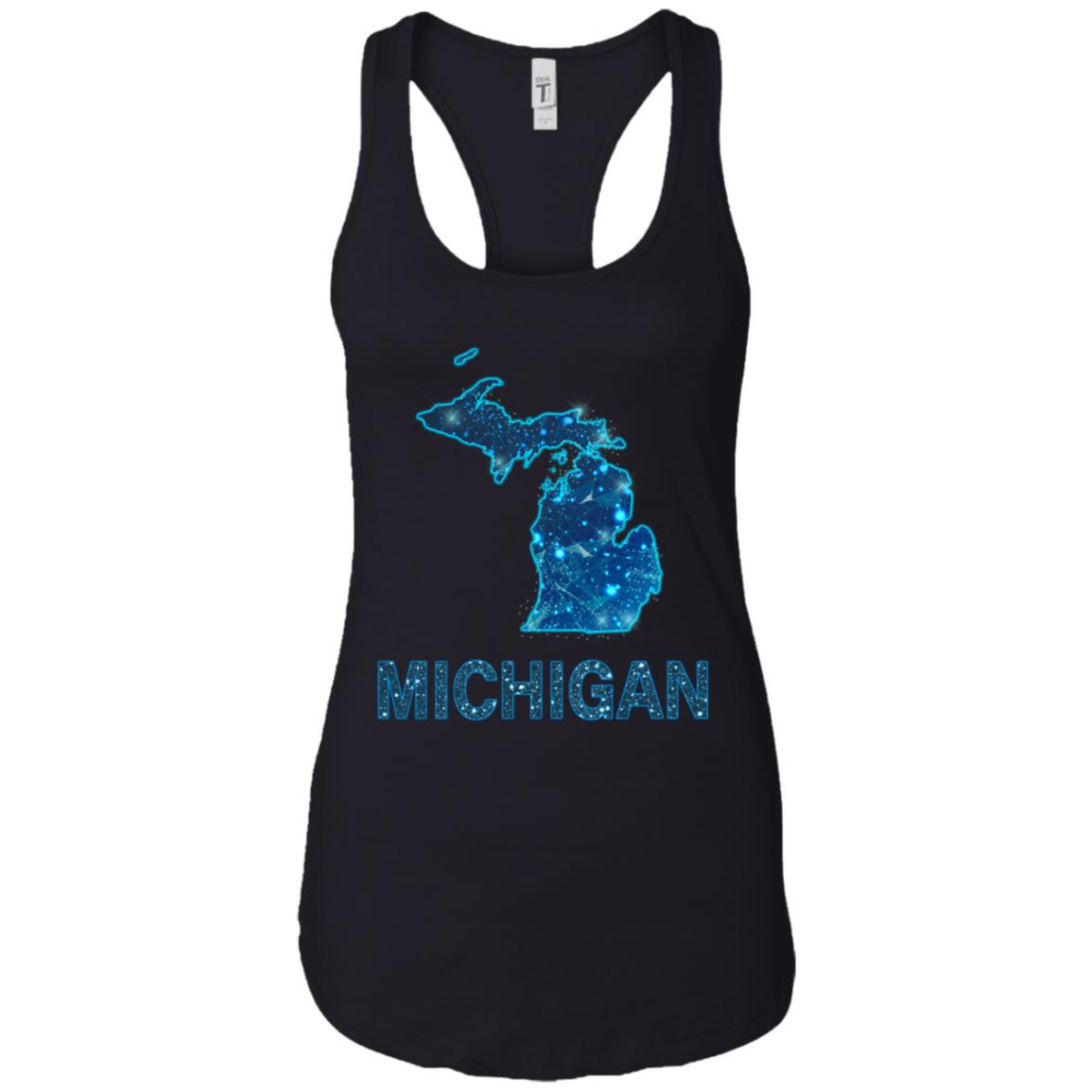 Michigan Map Line Dots T-Shirt - T-shirt Teezalo