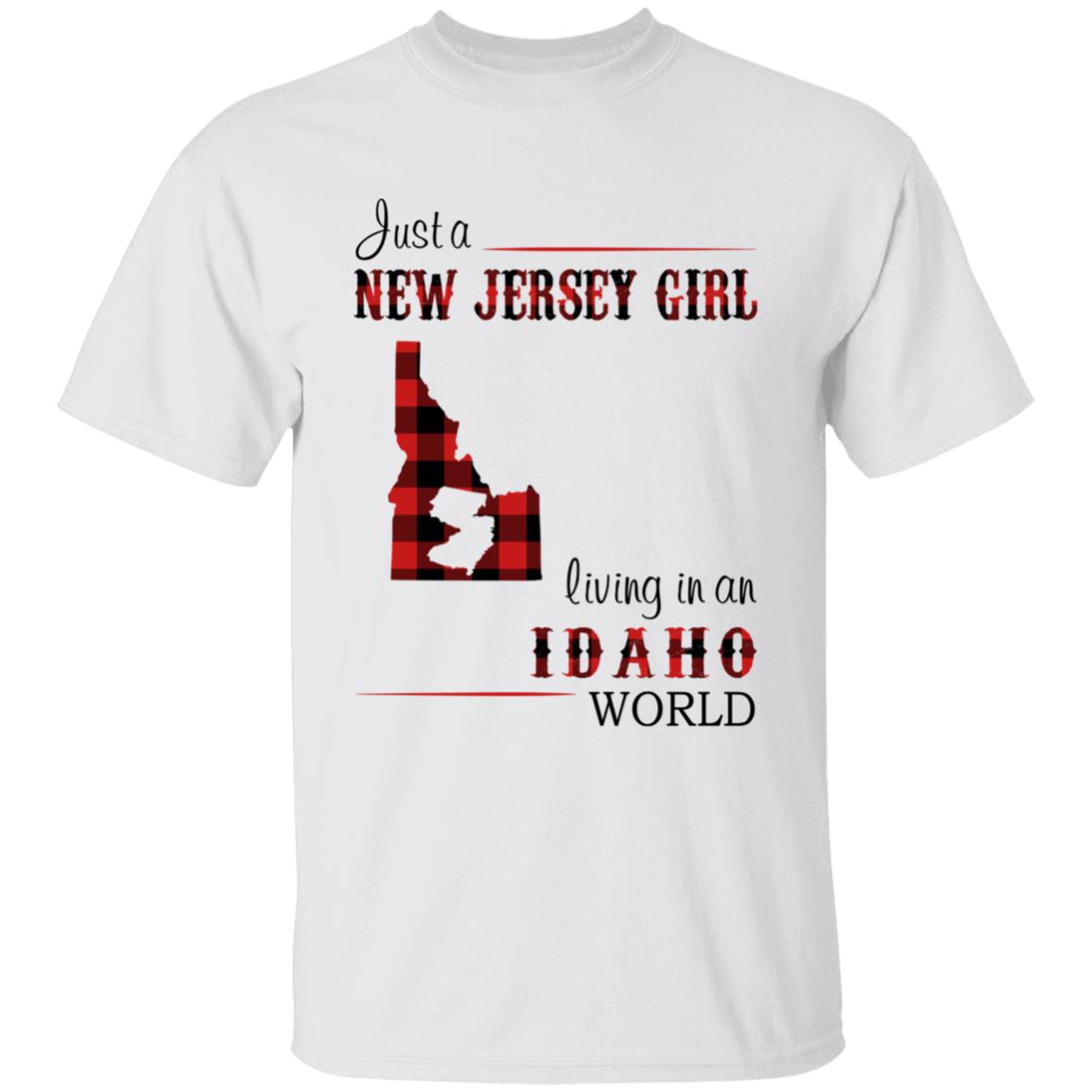Just A New Jersey Girl Living In An Idaho World T-shirt - T-shirt Born Live Plaid Red Teezalo