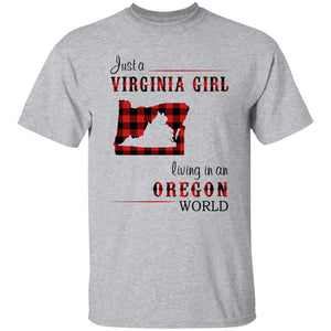 Just A Virginia Girl Living In An Oregon World T-shirt - T-shirt Born Live Plaid Red Teezalo
