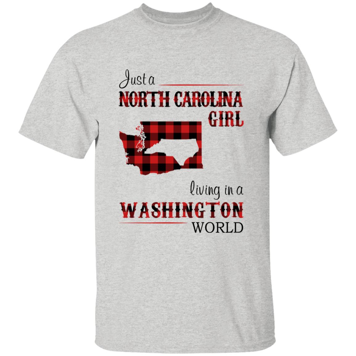 Just A North Carolina Girl Living In A Washington World T-shirt - T-shirt Born Live Plaid Red Teezalo