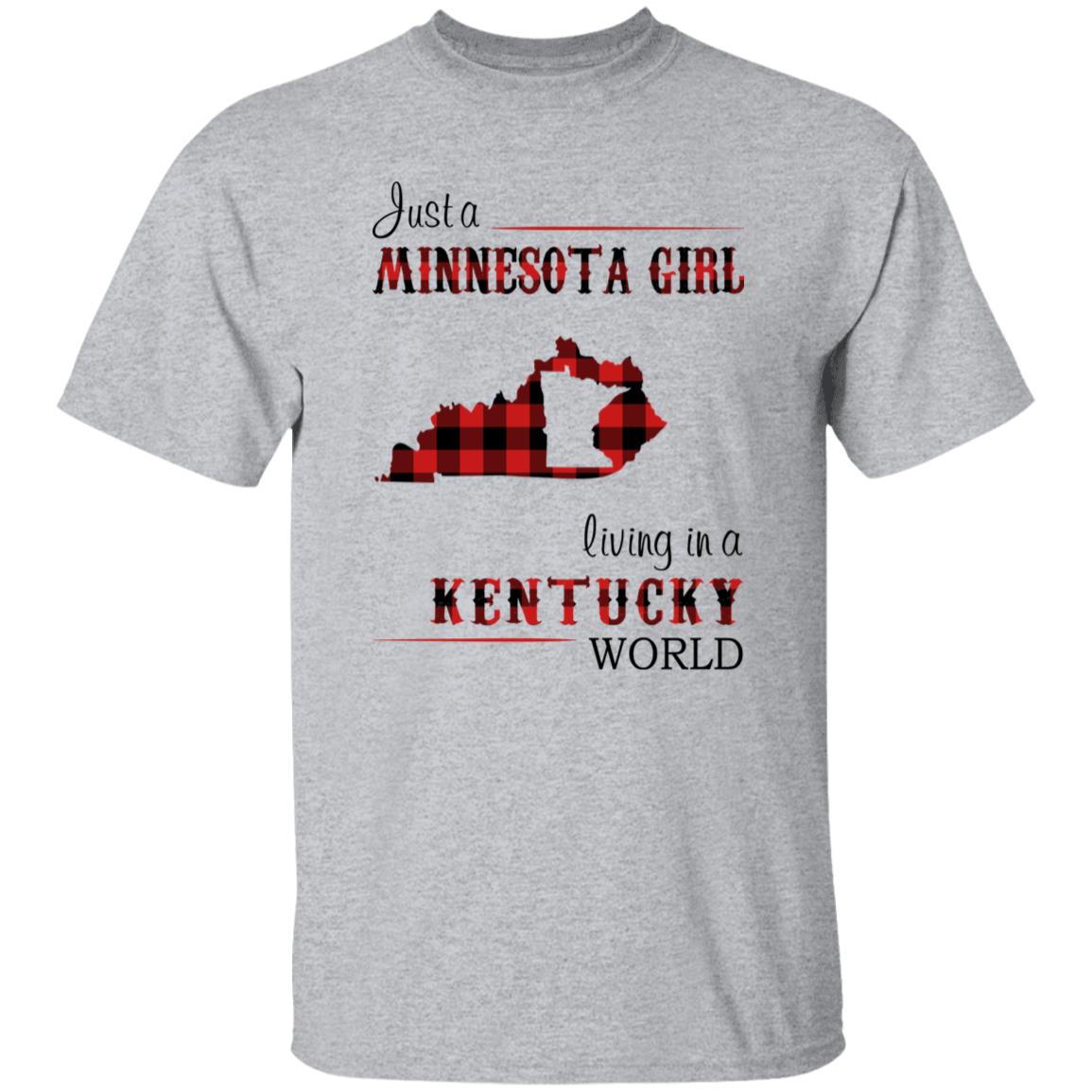 Just A Minnesota Girl Living In A Kentucky World T-shirt - T-shirt Born Live Plaid Red Teezalo