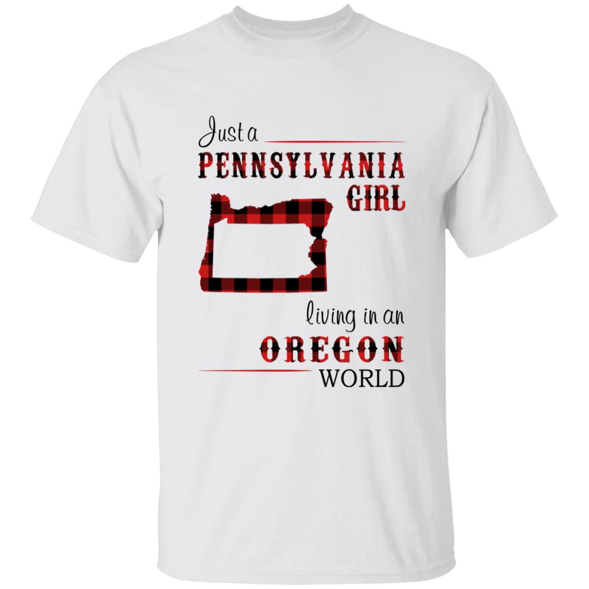 Just A Pennsylvania Girl Living In An Oregon World T-shirt - T-shirt Born Live Plaid Red Teezalo