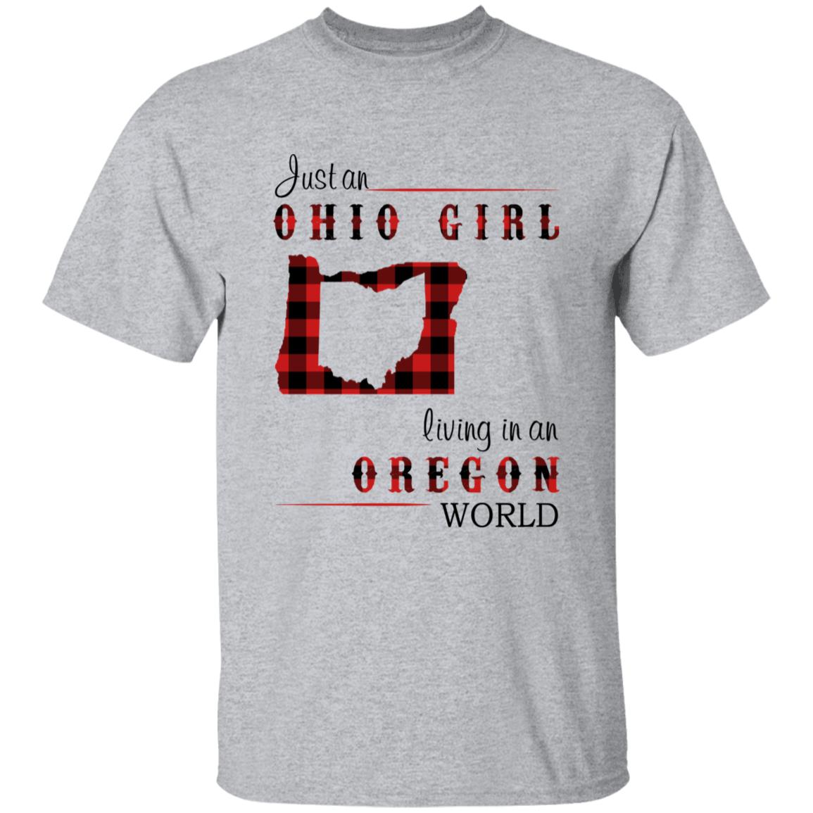 Just An Ohio Girl Living In An Oregon World T-shirt - T-shirt Born Live Plaid Red Teezalo