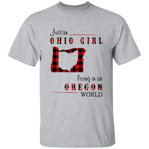 Just An Ohio Girl Living In An Oregon World T-shirt - T-shirt Born Live Plaid Red Teezalo