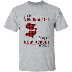 Just A Virginia Girl Living In A New Jersey World T-shirt - T-shirt Born Live Plaid Red Teezalo