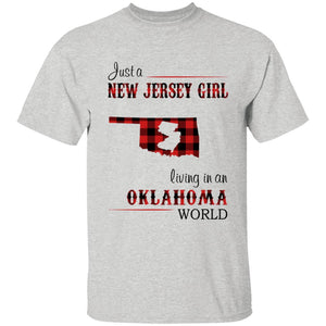 Just A New Jersey Girl Living In An Oklahoma World T-shirt - T-shirt Born Live Plaid Red Teezalo