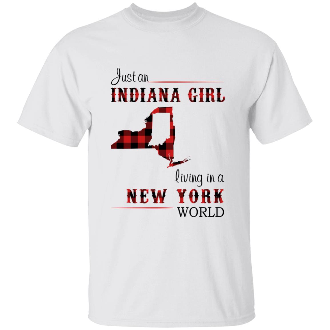 Just An Indiana Girl Living In A New York World T-shirt - T-shirt Born Live Plaid Red Teezalo