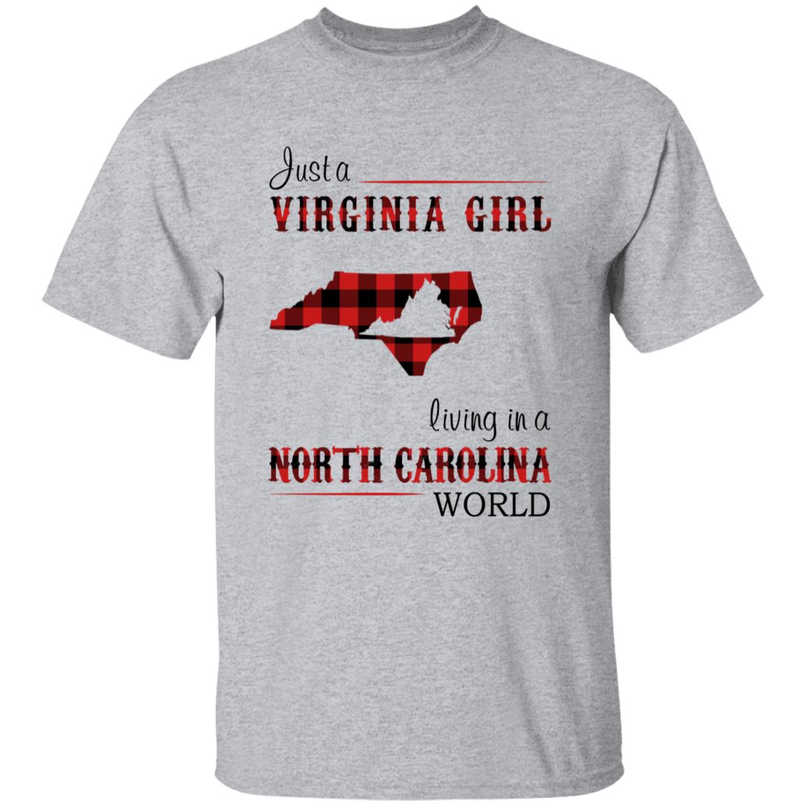 Just A Virginia Girl Living In A North Carolina World T-shirt - T-shirt Born Live Plaid Red Teezalo