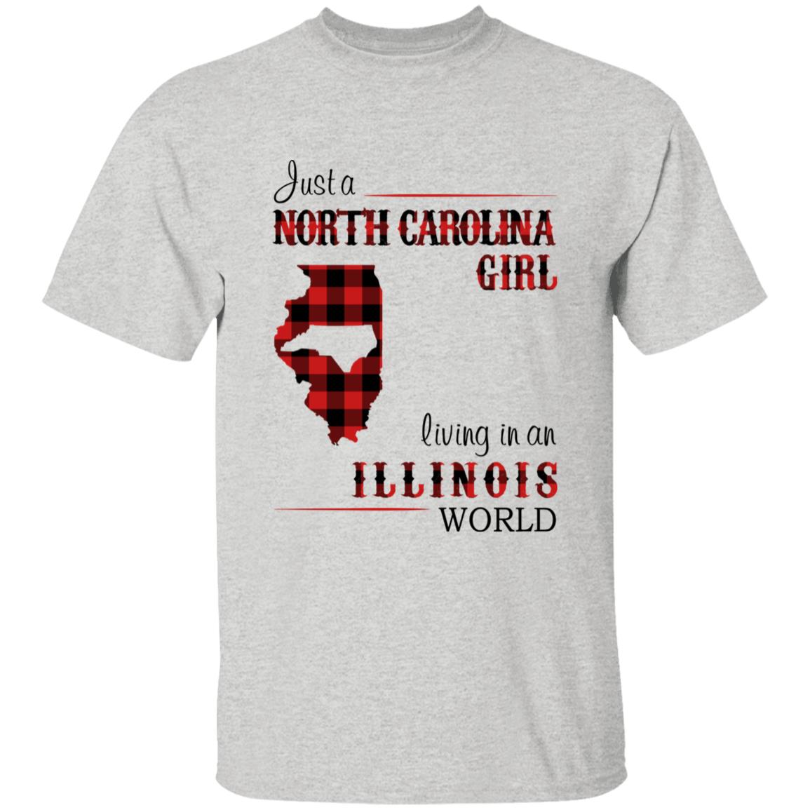 Just A North Carolina Girl Living In An Illinois World T-shirt - T-shirt Born Live Plaid Red Teezalo