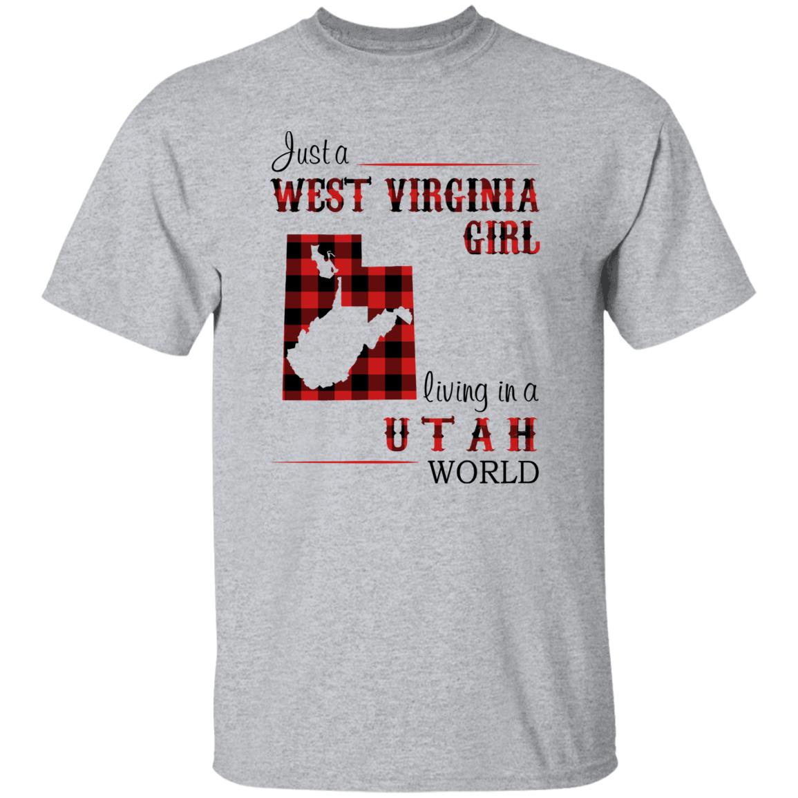 Just A West Virginia Girl Living In A Utah World T-shirt - T-shirt Born Live Plaid Red Teezalo