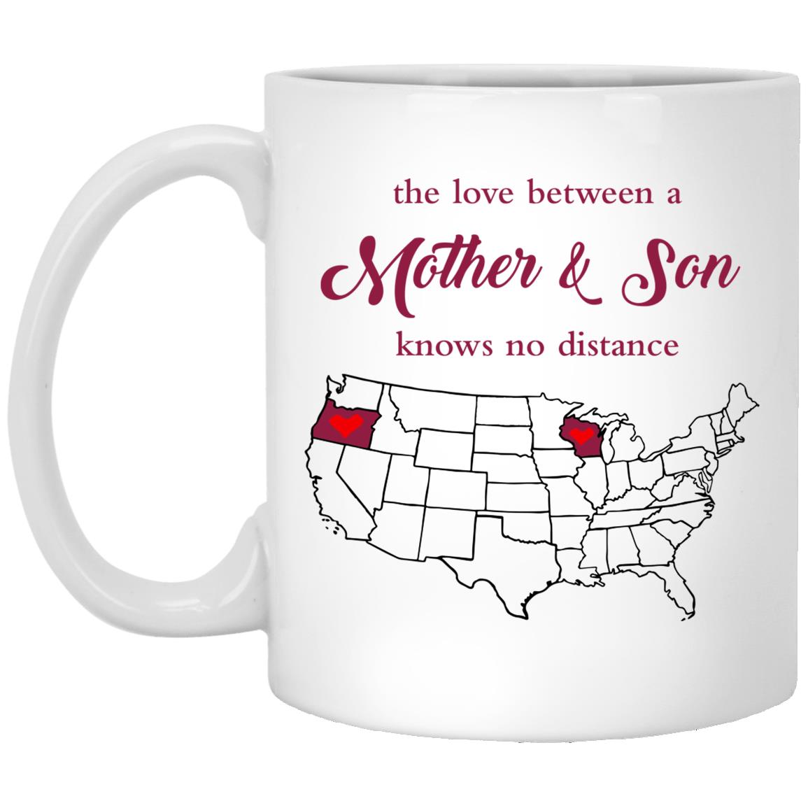 Wisconsin Oregon The Love Between Mother And Son Mug - Mug Teezalo