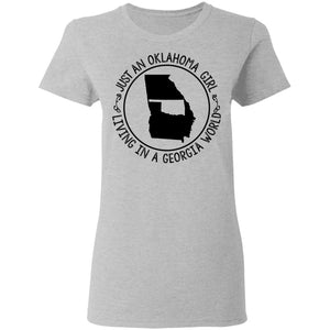 Just An Oklahoma Girl Living In A Georgia World T Shirt - T-shirt Teezalo