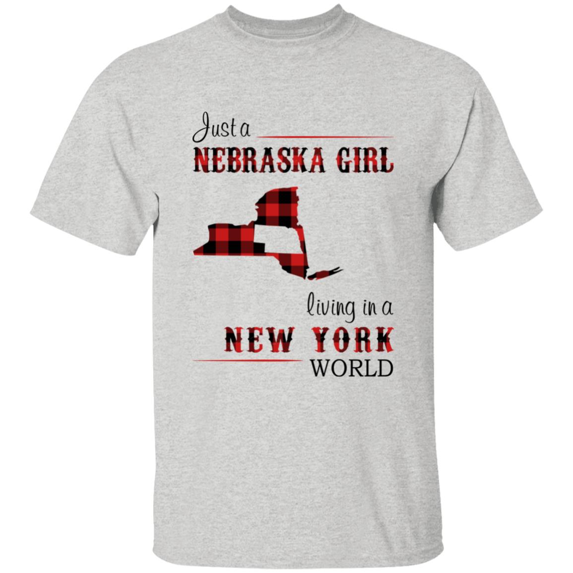 Just A Nebraska Girl Living In A New York World T-shirt - T-shirt Born Live Plaid Red Teezalo