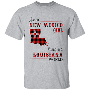 Just A New Mexico Girl Living In A Louisiana World T-shirt - T-shirt Born Live Plaid Red Teezalo