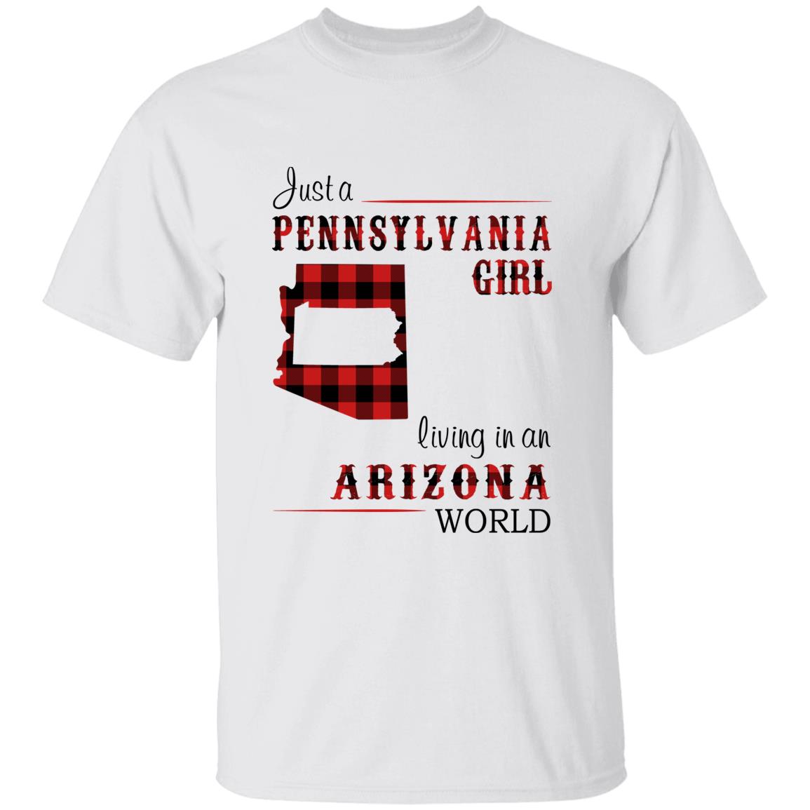Just A Pennsylvania Girl Living In An Arizona World T-shirt - T-shirt Born Live Plaid Red Teezalo