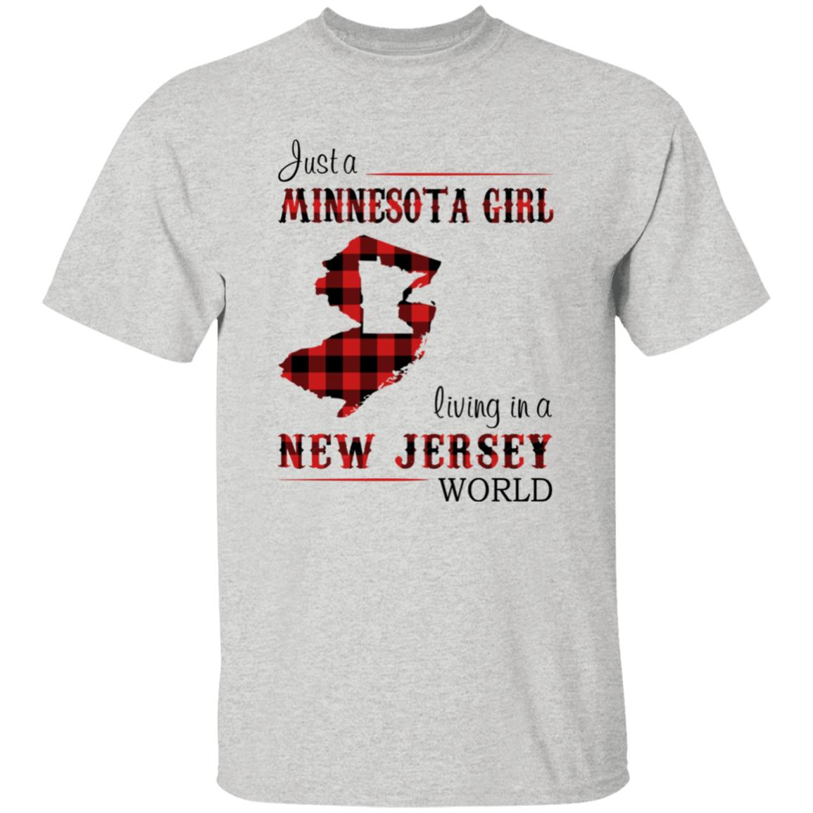 Just A Minnesota Girl Living In A New Jersey World T-shirt - T-shirt Born Live Plaid Red Teezalo