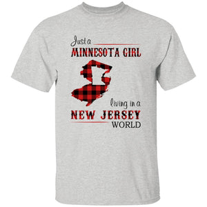 Just A Minnesota Girl Living In A New Jersey World T-shirt - T-shirt Born Live Plaid Red Teezalo