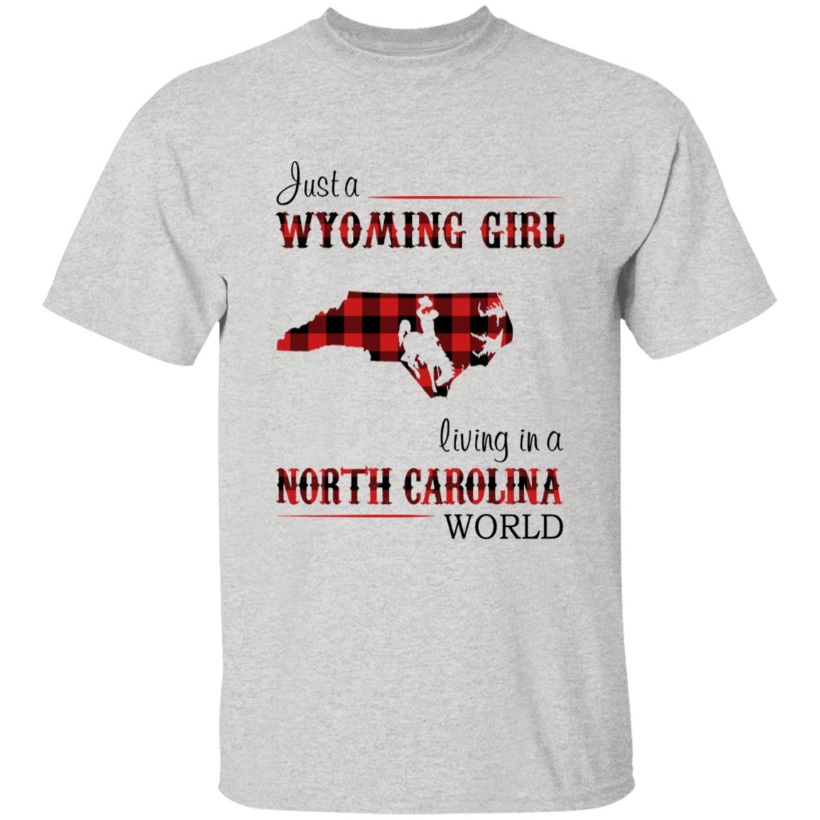 Just A Wyoming Girl Living In A North Carolina World T-shirt - T-shirt Born Live Plaid Red Teezalo