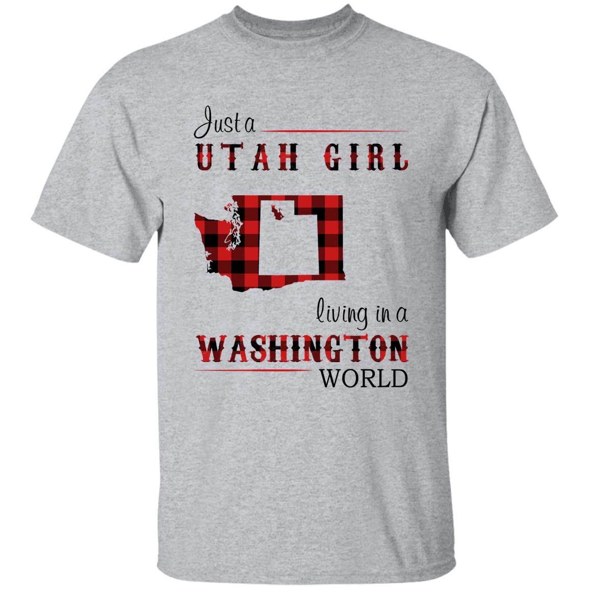 Just A Utah Girl Living In A Washington World T-shirt - T-shirt Born Live Plaid Red Teezalo