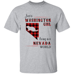Just A Washington Girl Living In A Nevada World T-shirt - T-shirt Born Live Plaid Red Teezalo